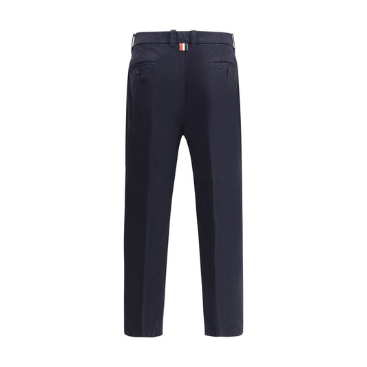 Blue Cotton Casual Pants