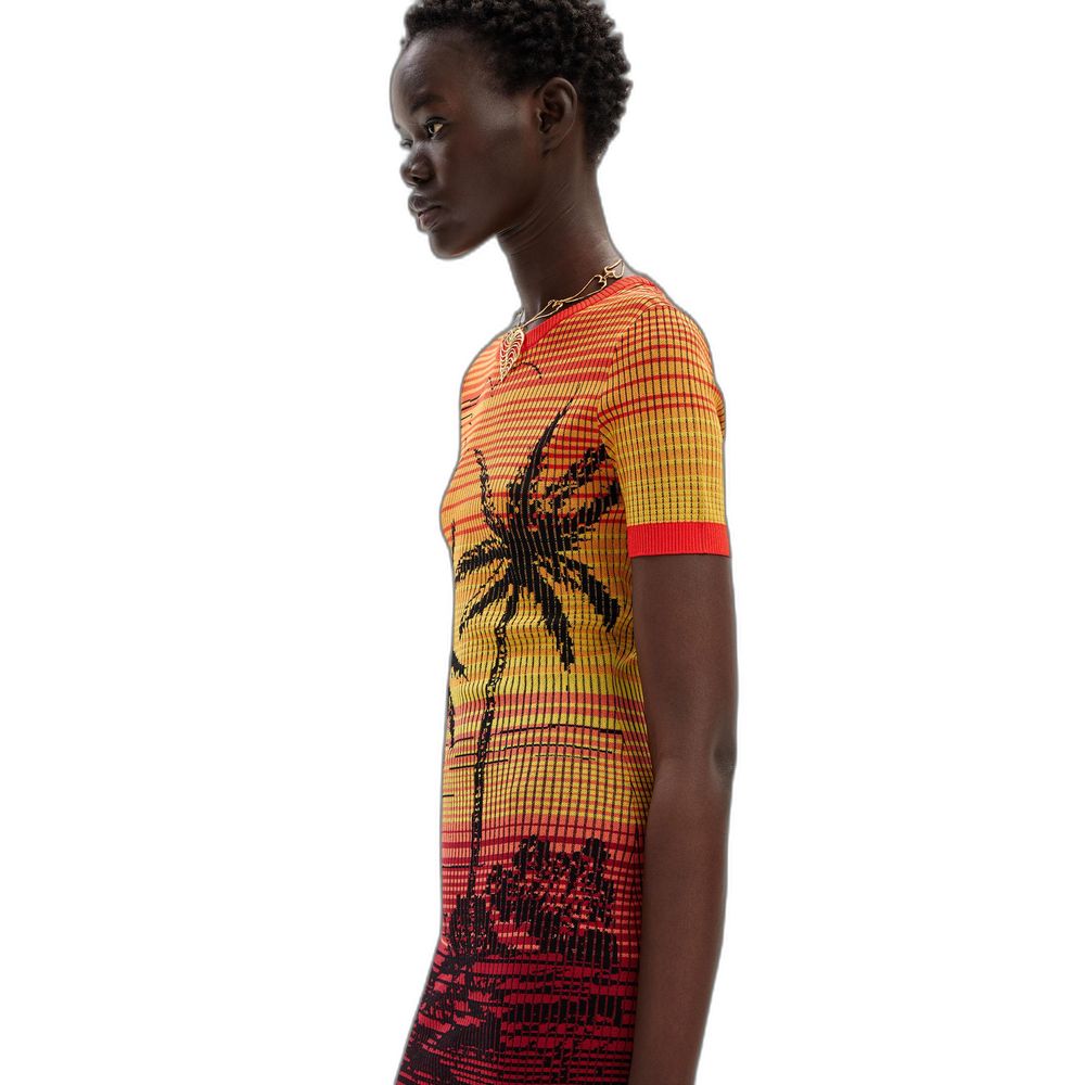 Red Viscose Midi Dress