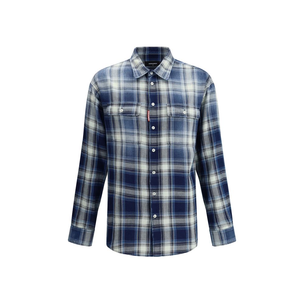 Blue Cotton Pattern Shirt