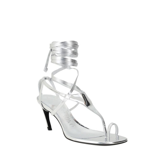 Silver Calf Leather Bos Taurus Flip-Flop Sandals