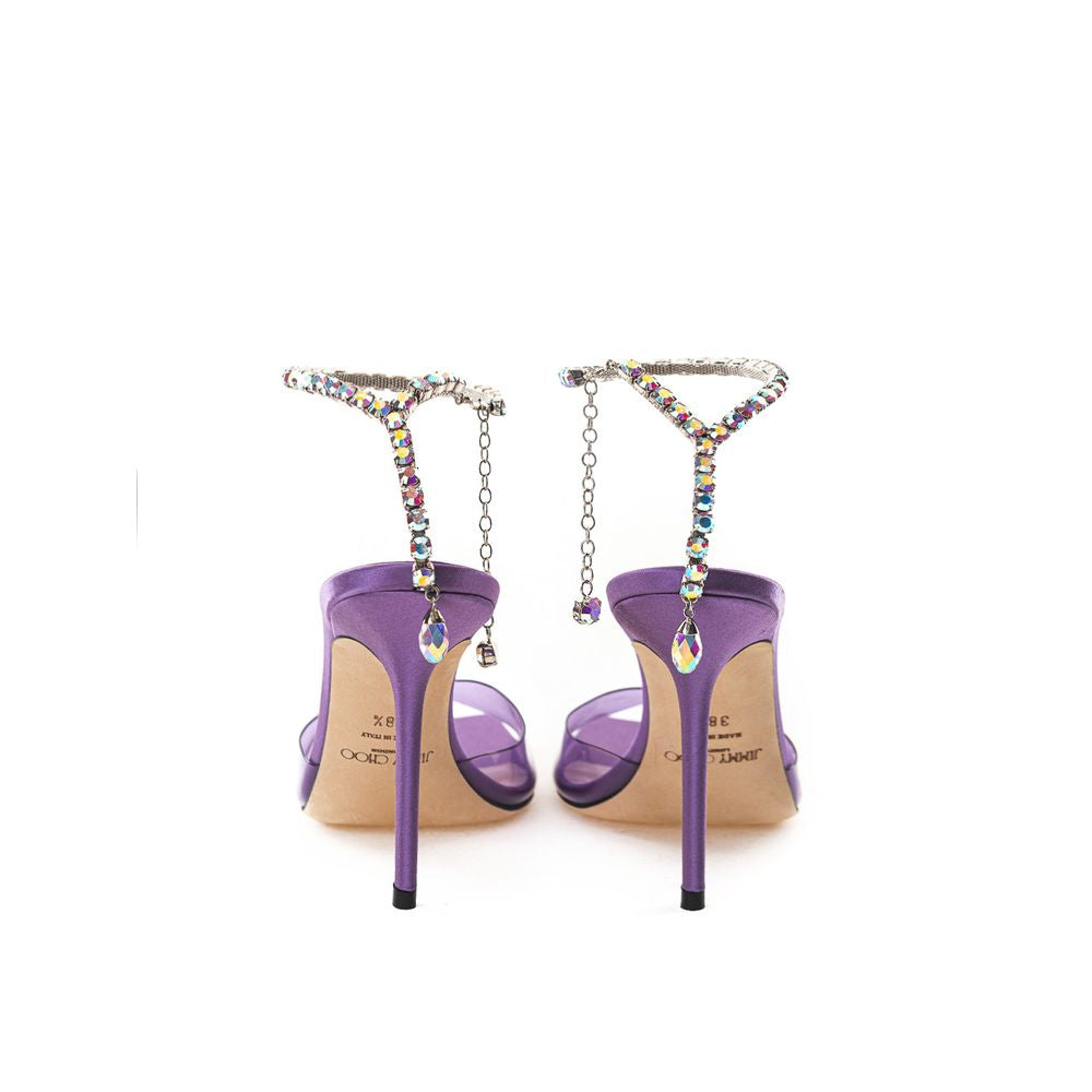 Purple Satin Stiletto Heel Sandals