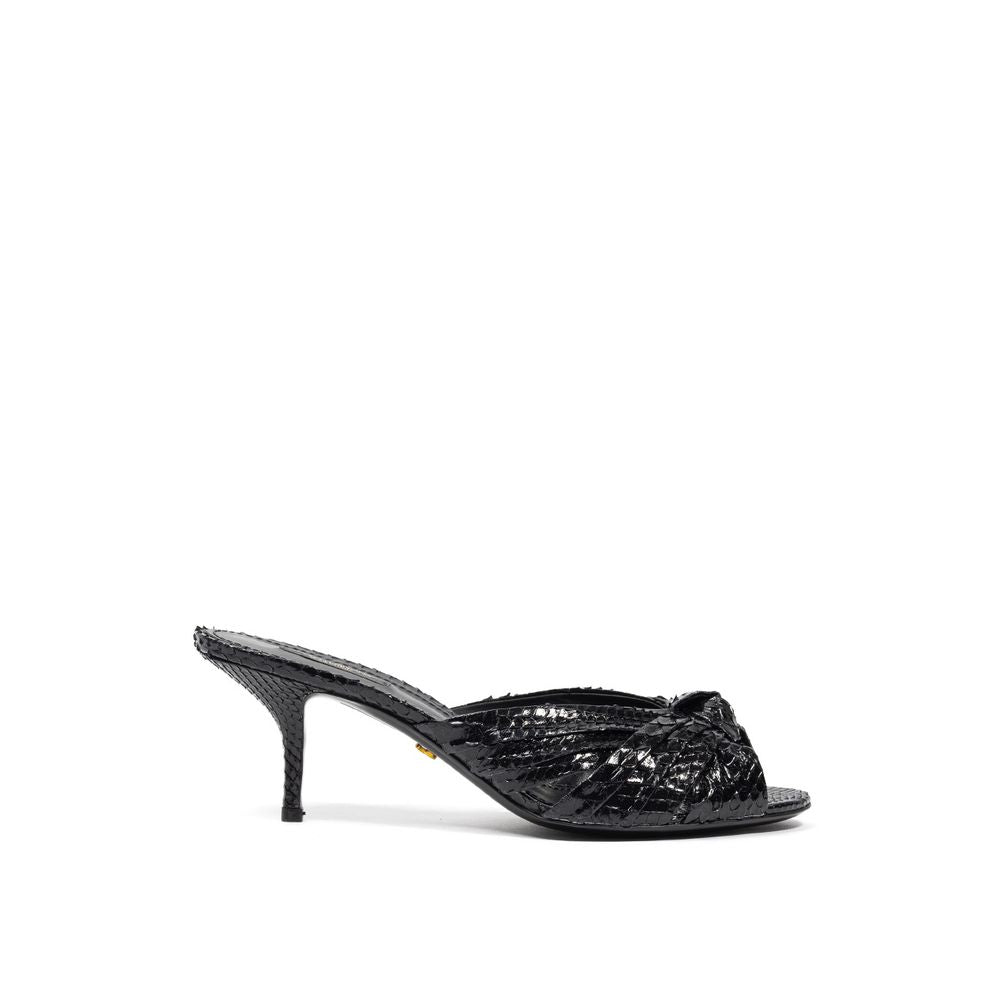 Black Snake Skin  Platform Sandals