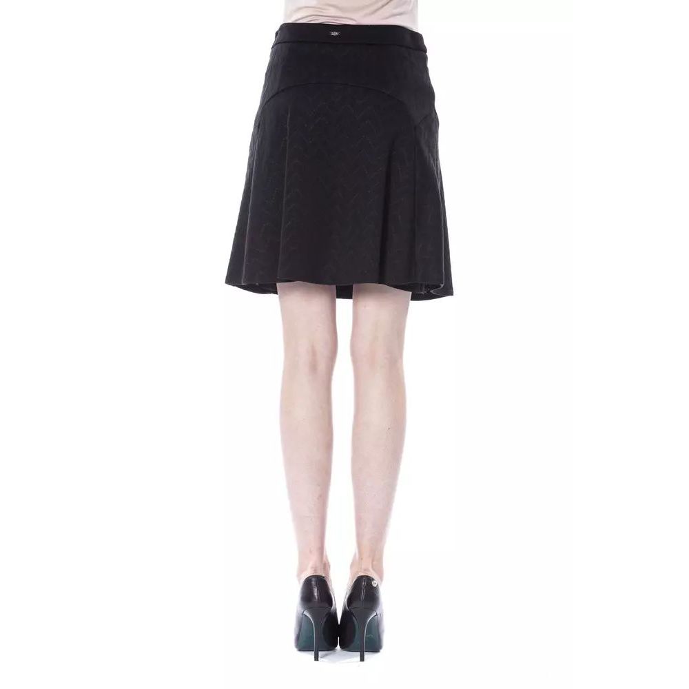 Black Polyester Mini Skirt