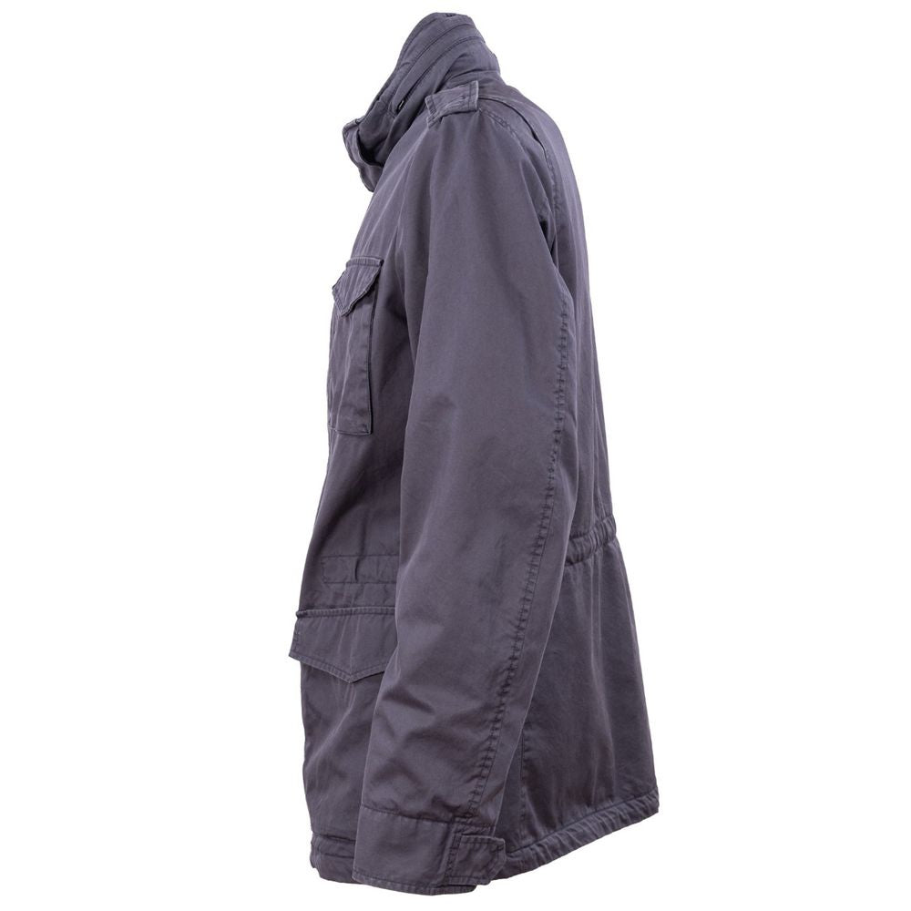 Blue Cotton Men Jacket