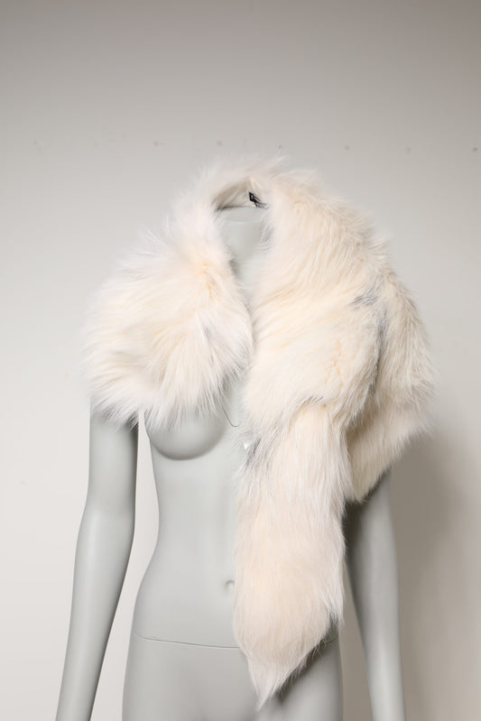 White Fox Fur Neck Wrap Warmer Winter Scarf