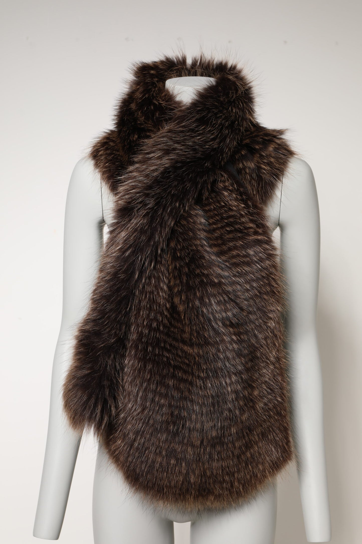 Brown Raccoon Fur Neck Warmer Winter Scarf
