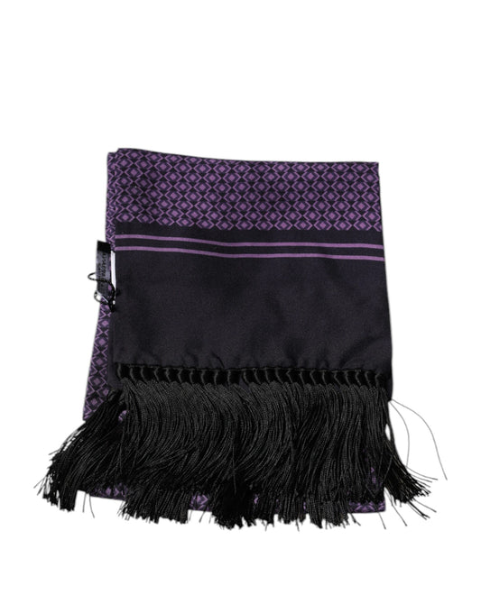 Purple Fantasy Silk Fringes Neck Wrap Scarf