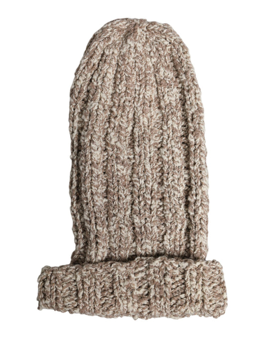 Beige Wool Knitted Ski Mask Balaclava Hat
