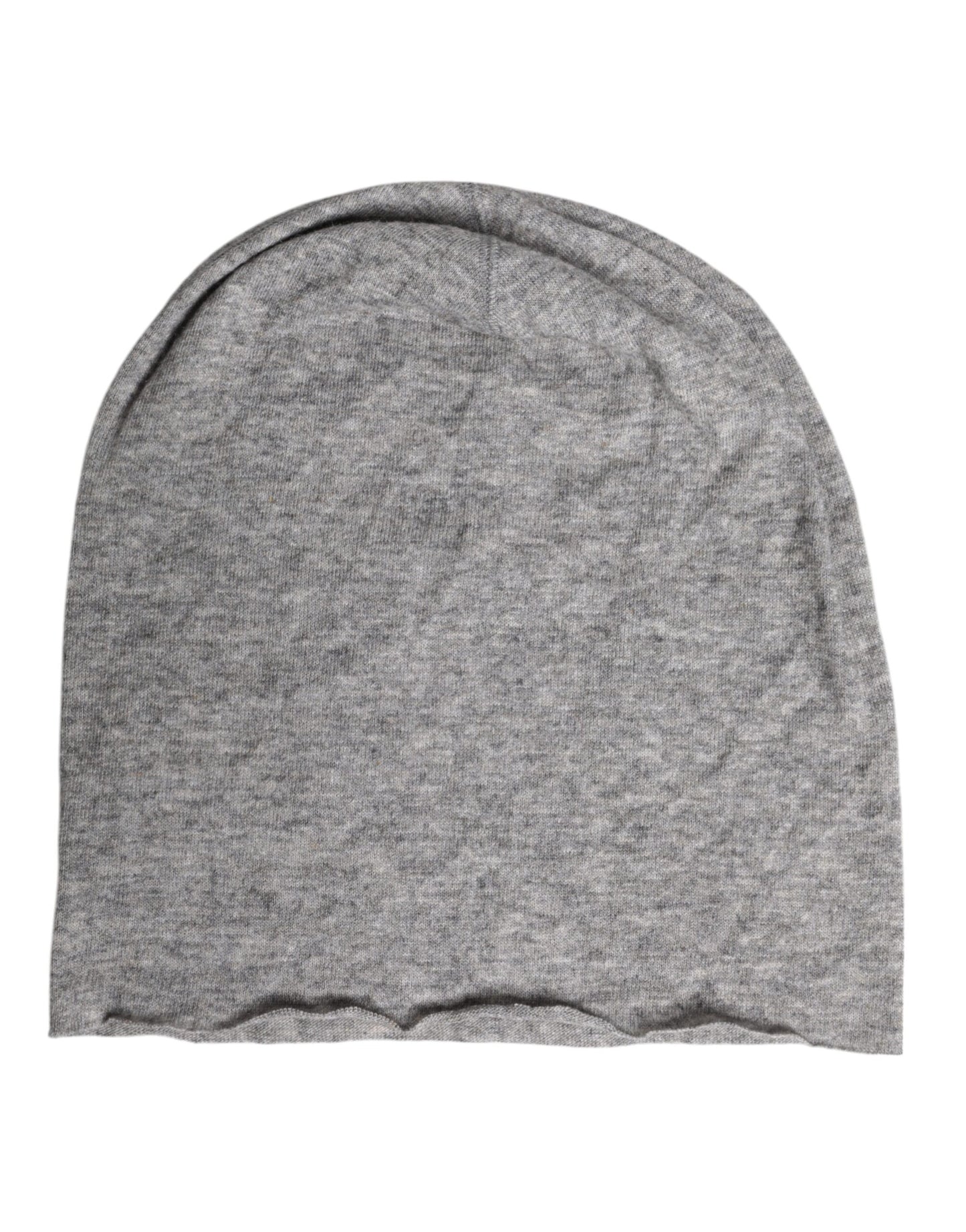 Gray Viscose Blend Knitted Beanie Cap
