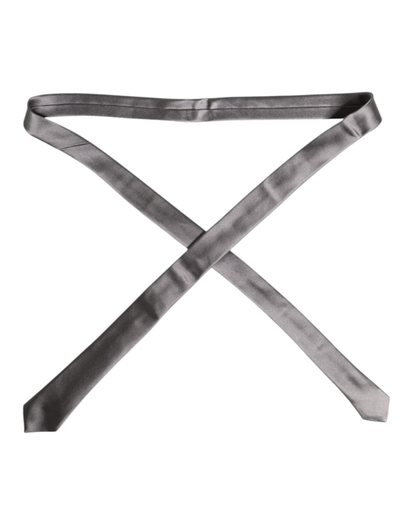 Metallic Silver Silk Adjustable Necktie Tie