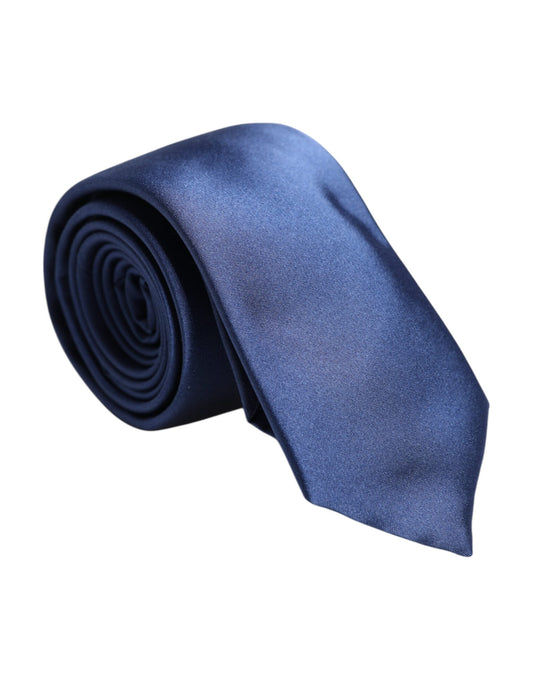Blue Solid Silk Adjustable Necktie Tie