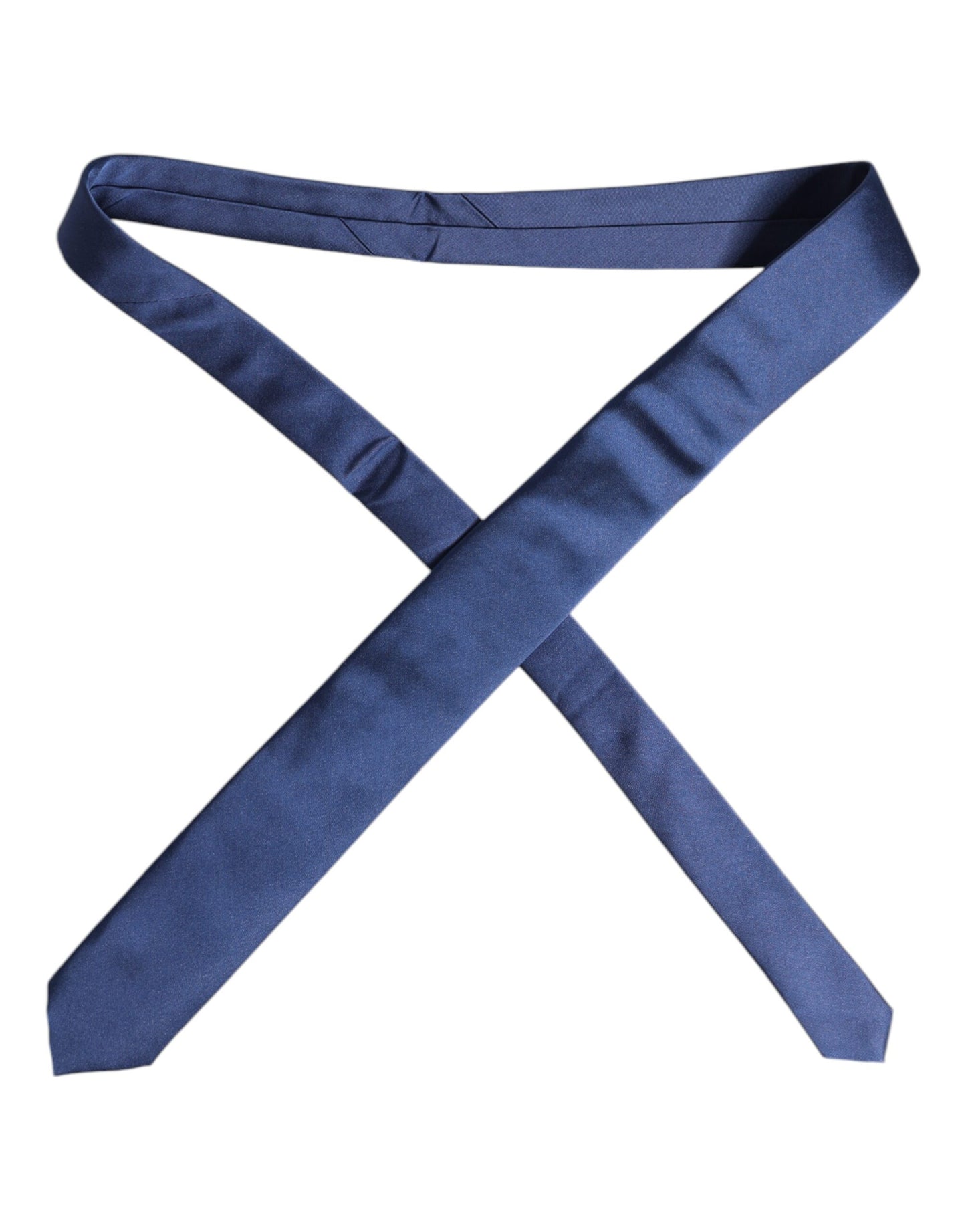 Blue Solid Silk Adjustable Necktie Tie