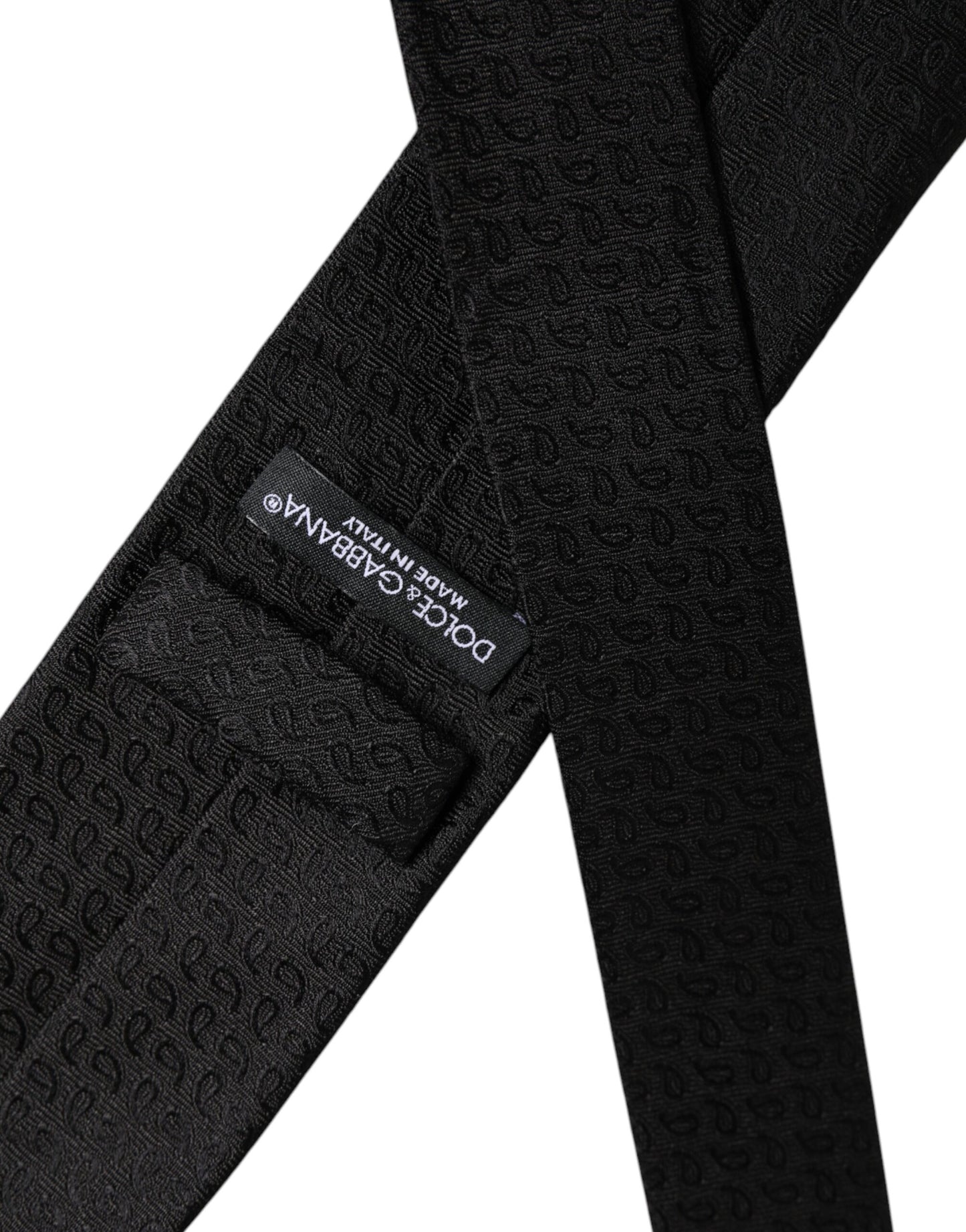 Black Patterned Silk Adjustable Necktie Tie