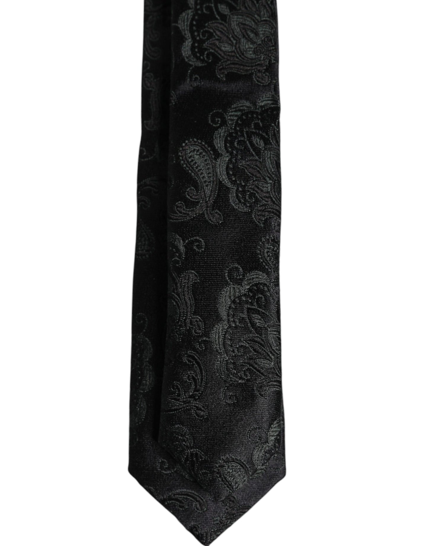 Dark Green Floral Silk Adjustable Necktie Tie