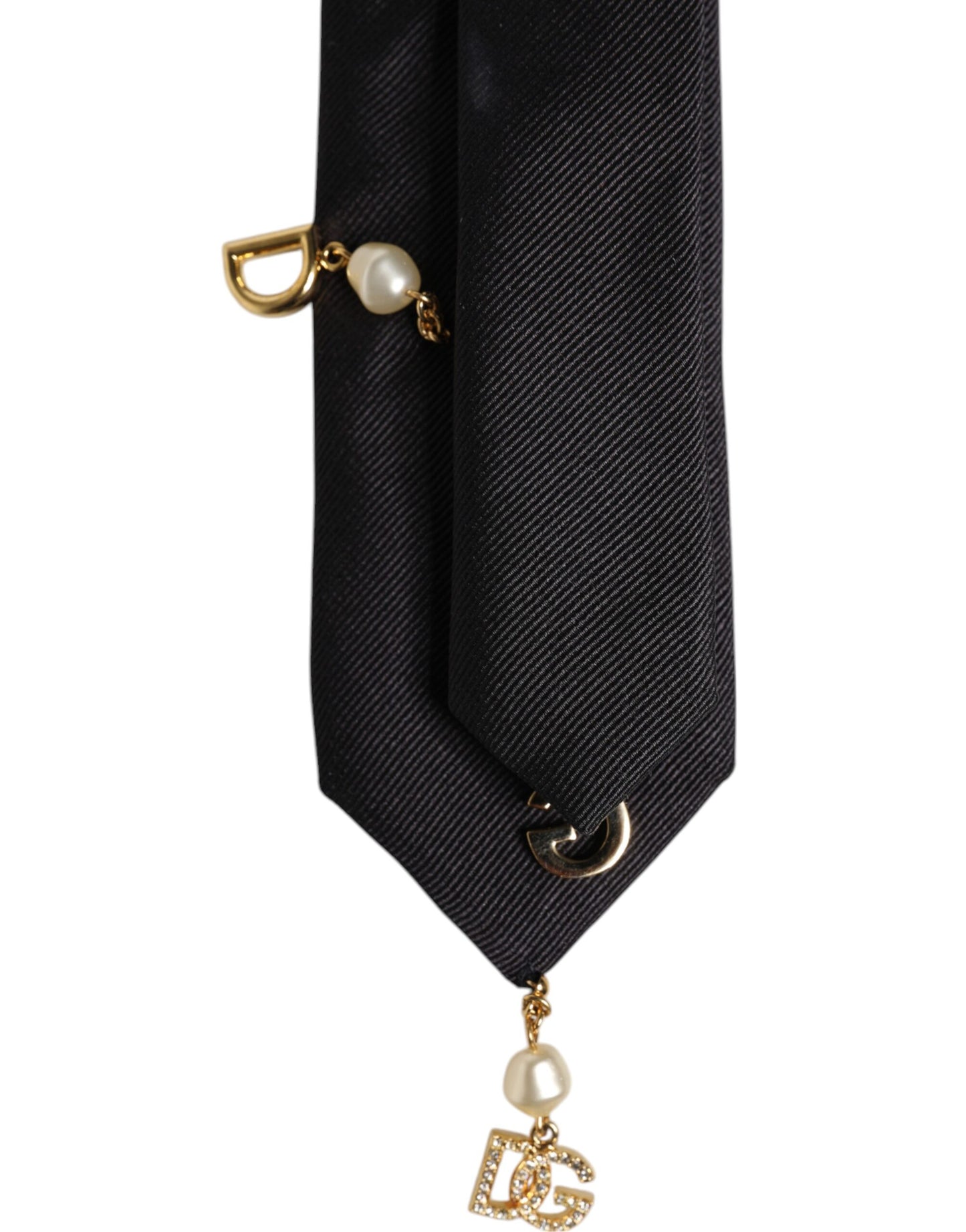 Black Logo Embellished Adjustable Necktie Tie