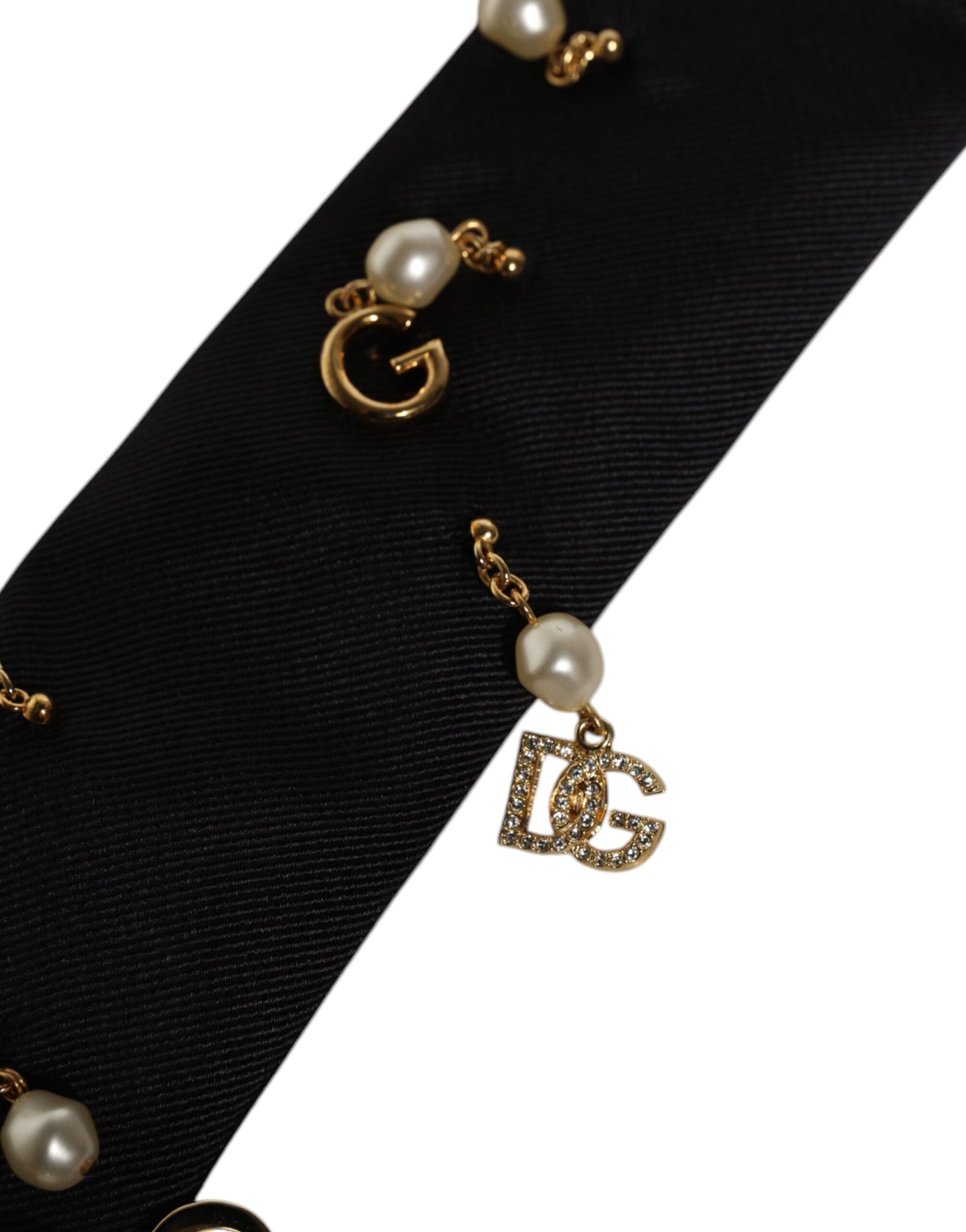 Black Logo Embellished Adjustable Necktie Tie