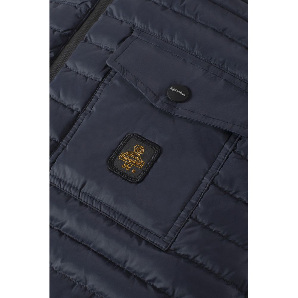 Blue Nylon Men Vest with Down Padding