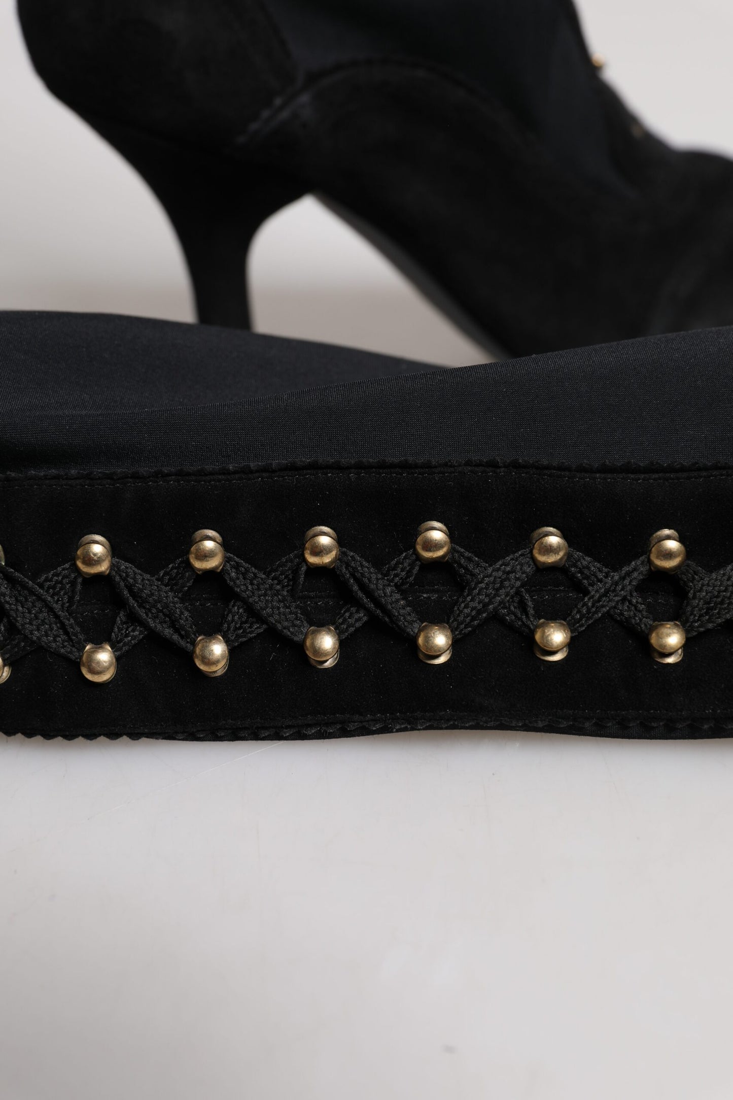 Black Lace Up Heels High Boots Shoes