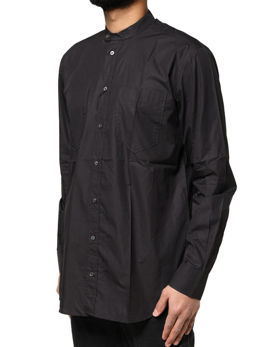 Black Cotton Button Down Men Casual Shirt