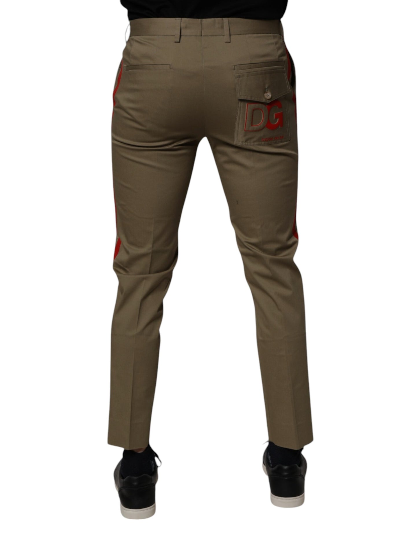 Dark Khaki Cotton Tapered Pants