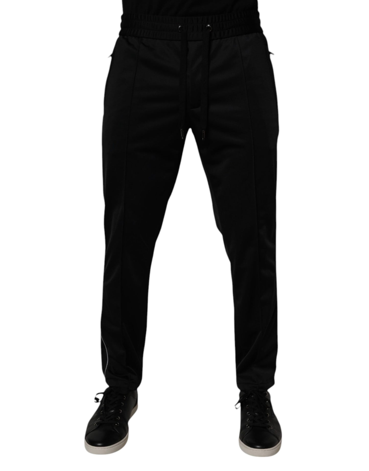 Black Polyester Men Jogger Sweatpants Pants