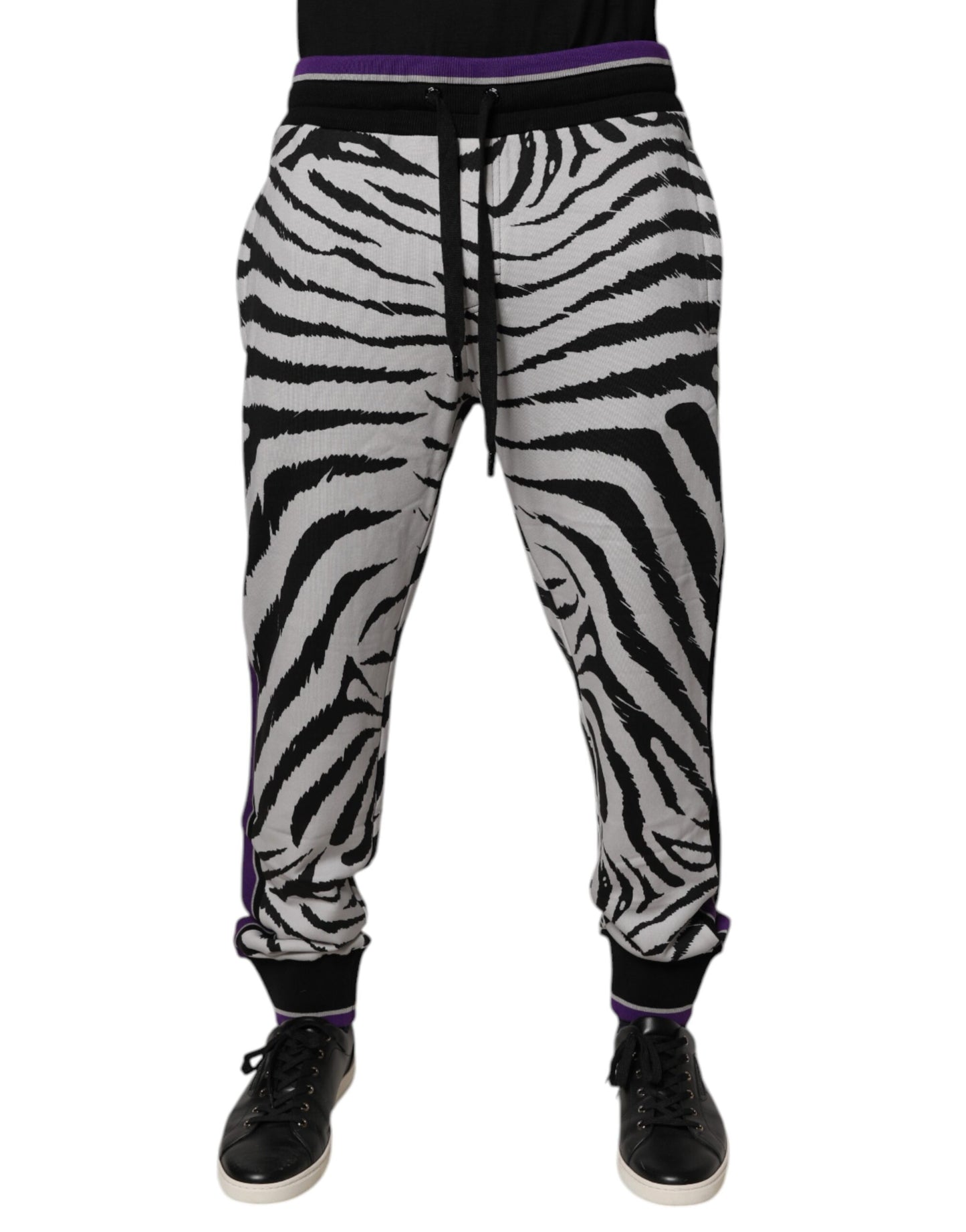 Black White Zebra Men Jogger Sweatpants Pants