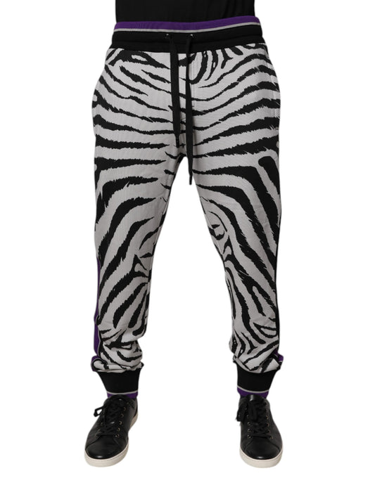 Black White Zebra Men Jogger Sweatpants Pants