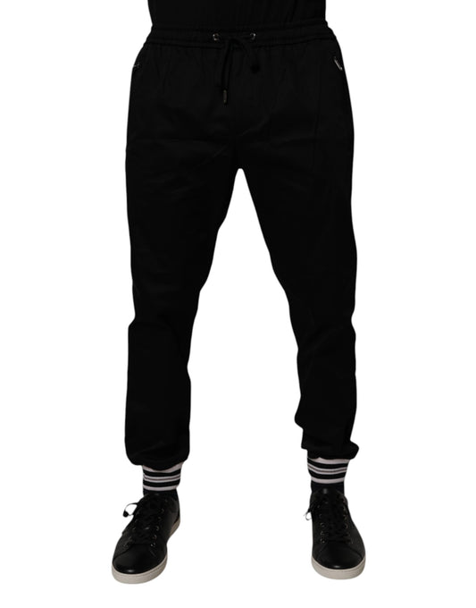Black Cotton Stretch Jogger Sweatpants Pants
