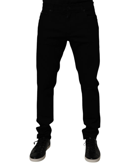 Black Cotton Stretch Slim Fit Men Denim Jeans