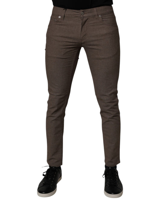 Brown Cotton Stretch Chino Pants