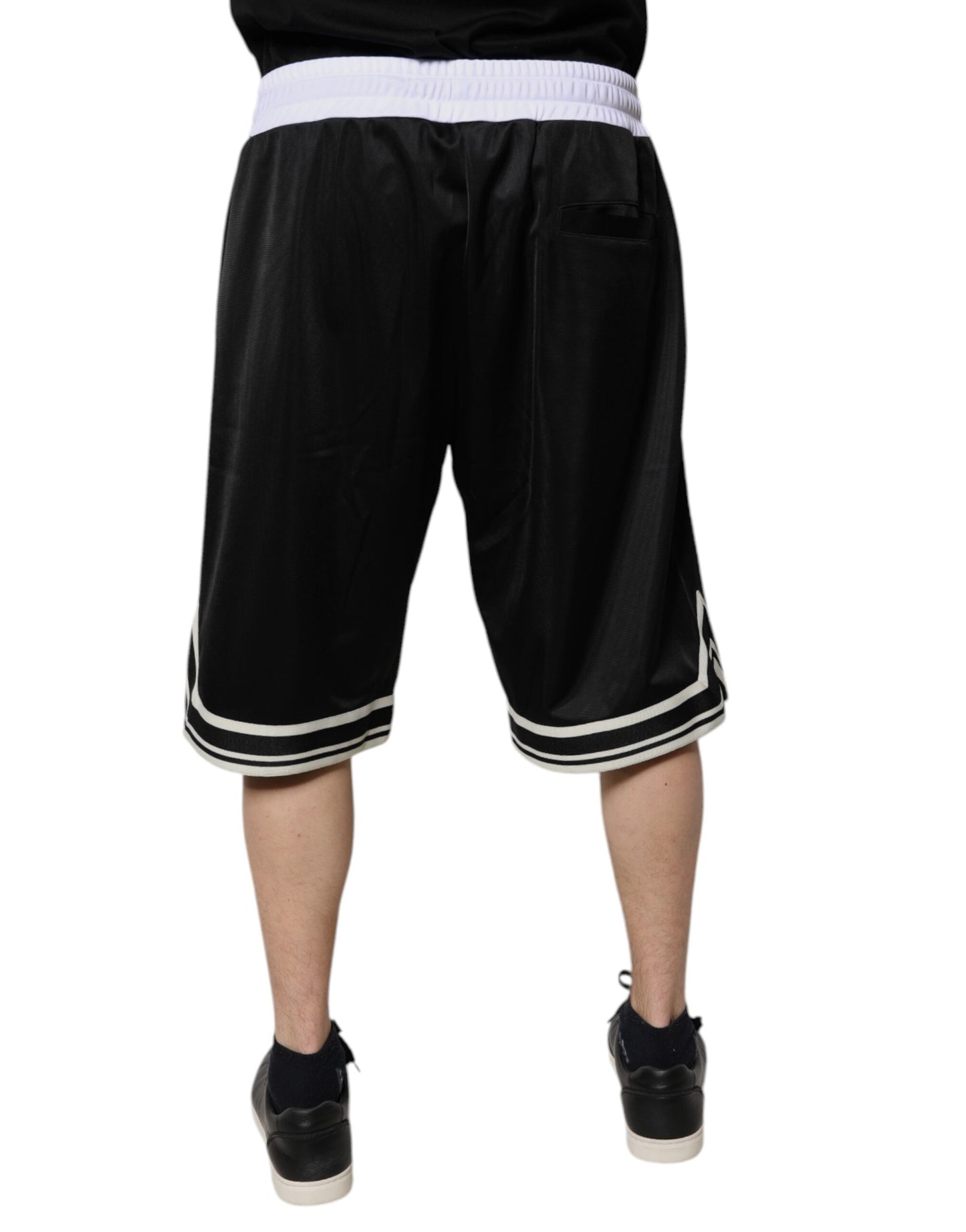Black White Men Bermuda Sweatshorts Shorts
