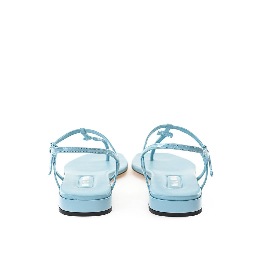 Blue Patent Leather Flip-Flop Sandals