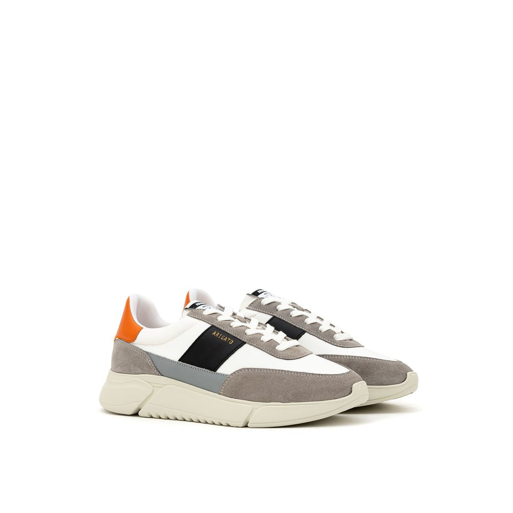 Bicolor Fabric And Leather Athletic Sneakers