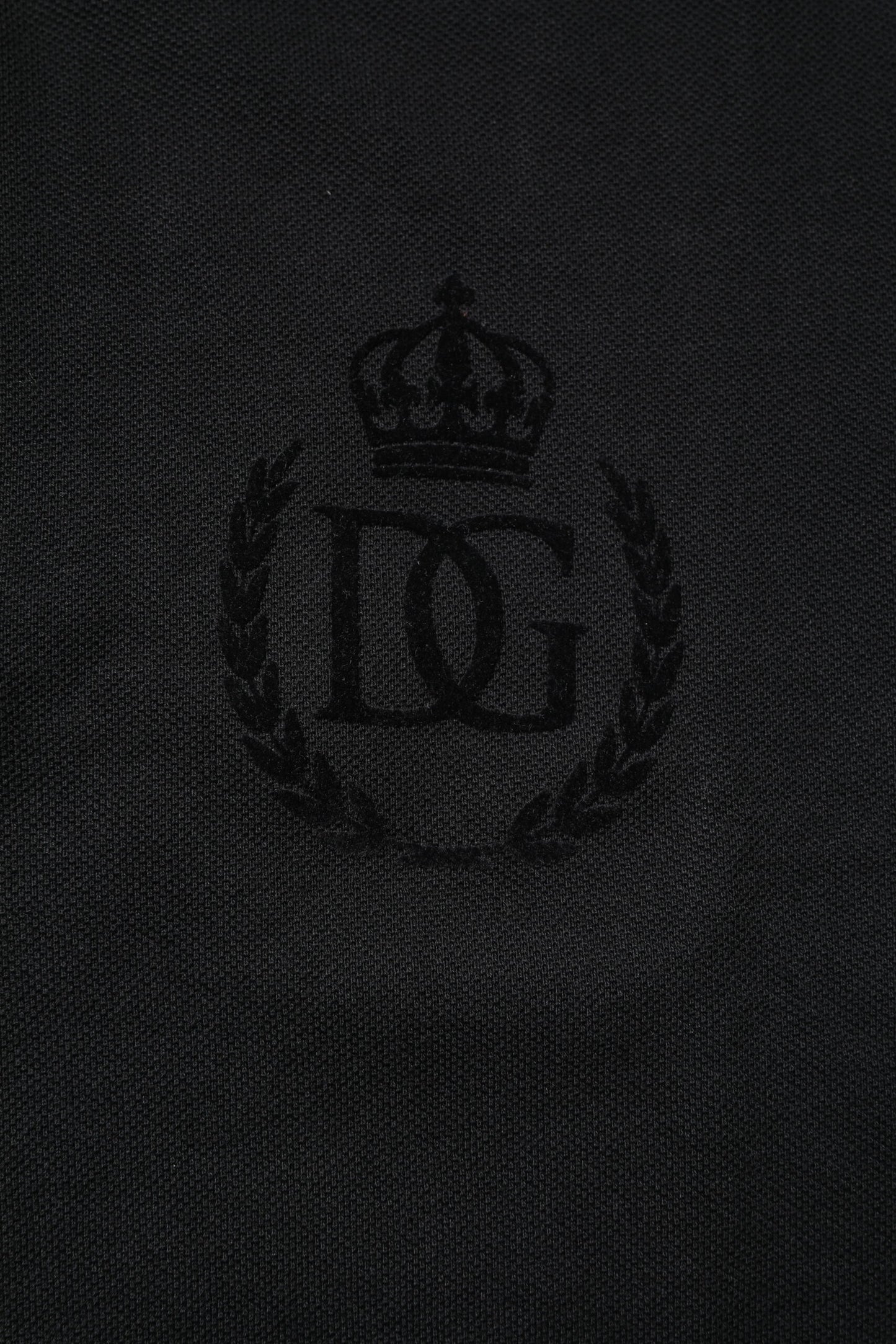 Black Cotton DG Logo Collared Polo T-shirt