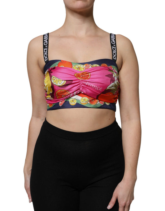 Multicolor Floral Sleeveless Bustier Cropped Top