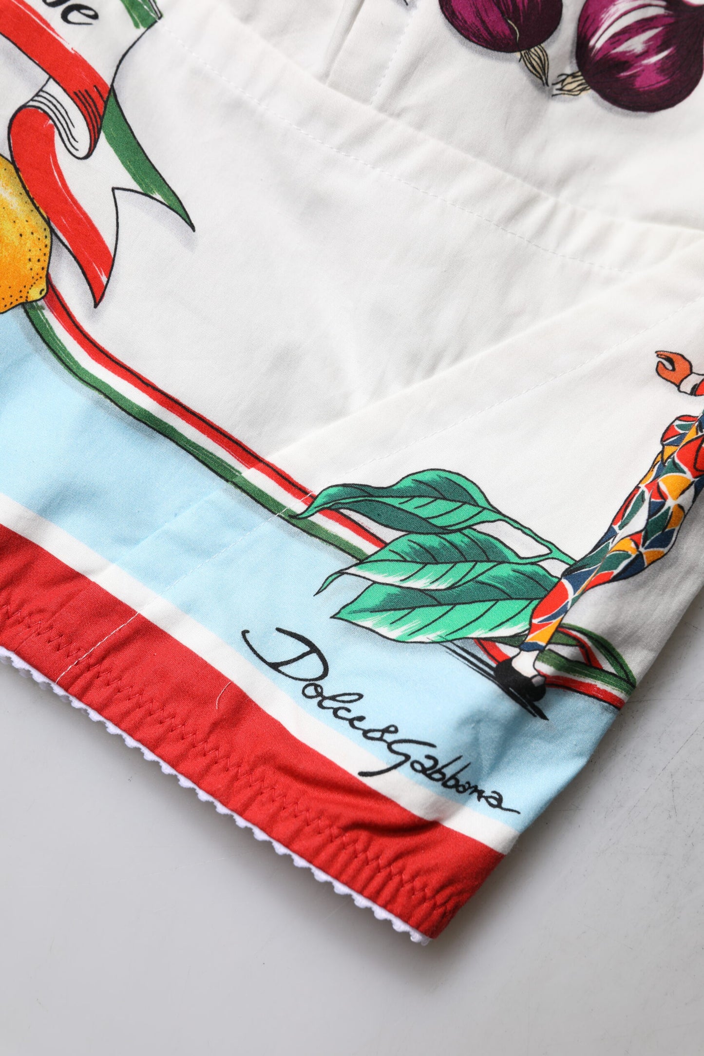 White Vegetable Print Sweetheart Cropped Top