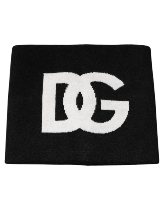 Black Cashmere DG Logo Square Handkerchief Scarf