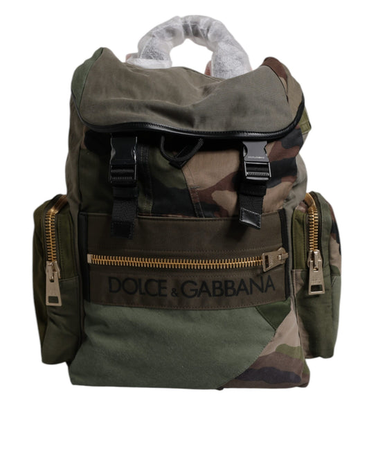 Military Green Patchwork Travel Backpack Bag