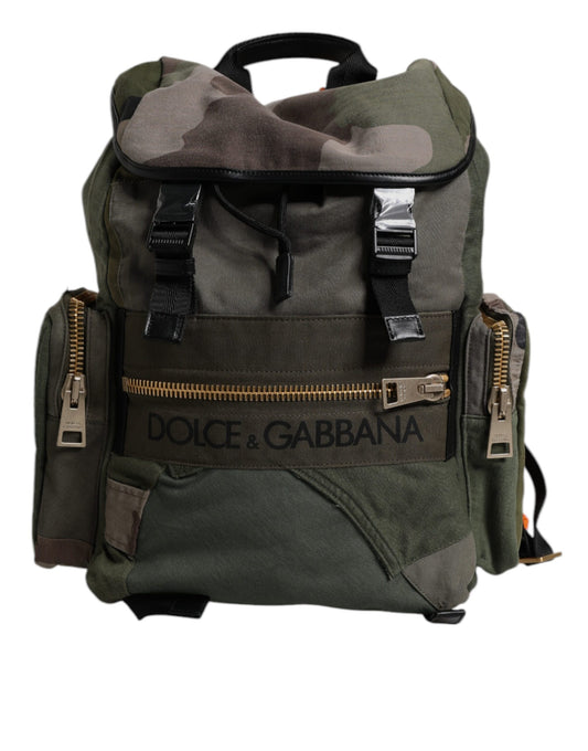 Military Green Patchwork Travel Backpack Bag