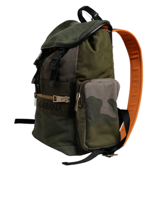 Military Green Patchwork School Backpack Bag