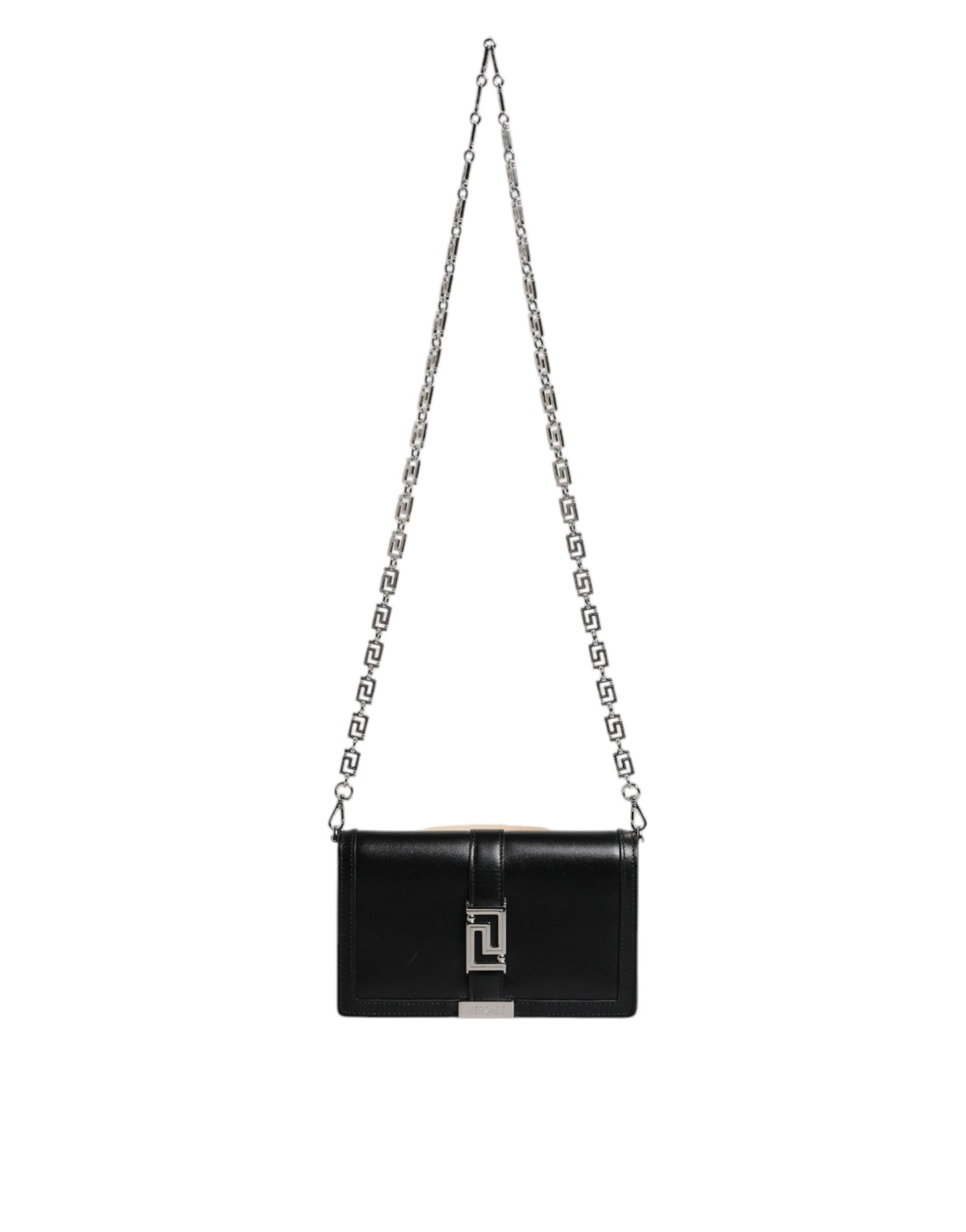 Black Calfskin Leather Chain Strap Shoulder Crossbody Bag