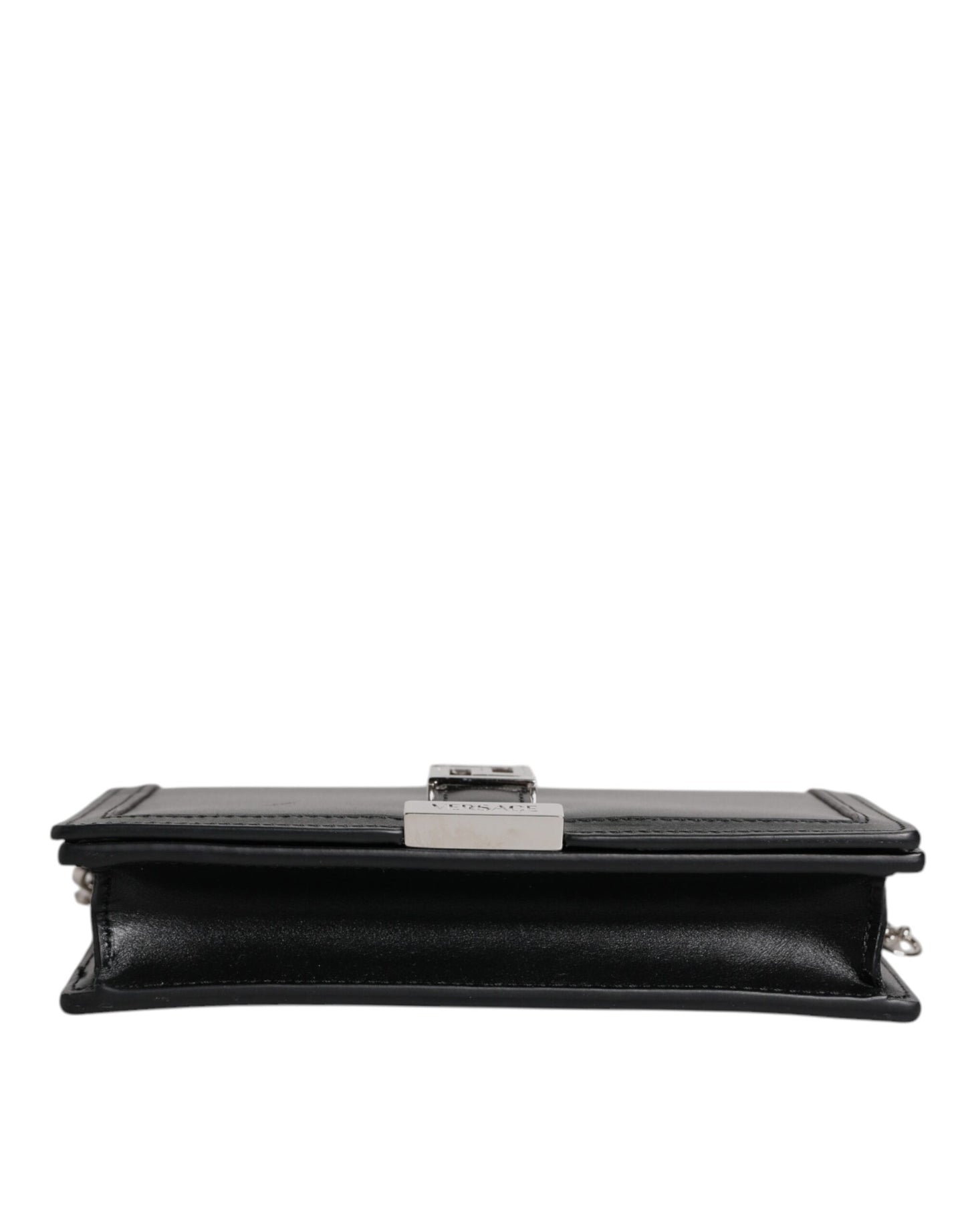 Black Calfskin Leather Chain Strap Shoulder Crossbody Bag