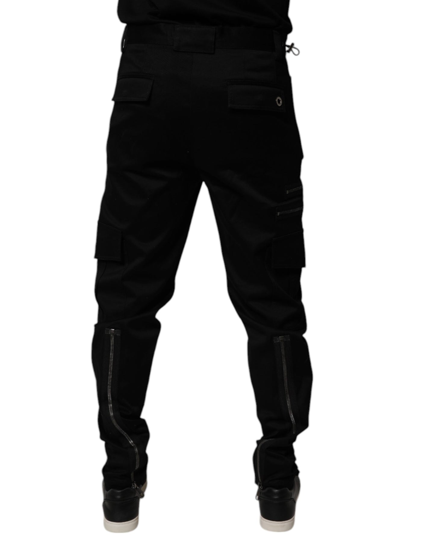 Black Cotton Cargo Tapered Pants