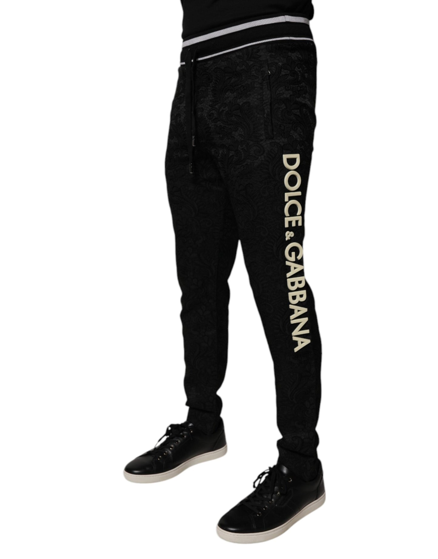 Black Mid Waist Jogger Men Sweatpants Pants