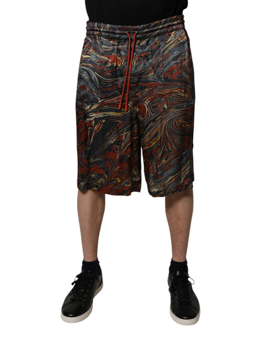 Multicolor Marble Print Trouser Bermuda Shorts