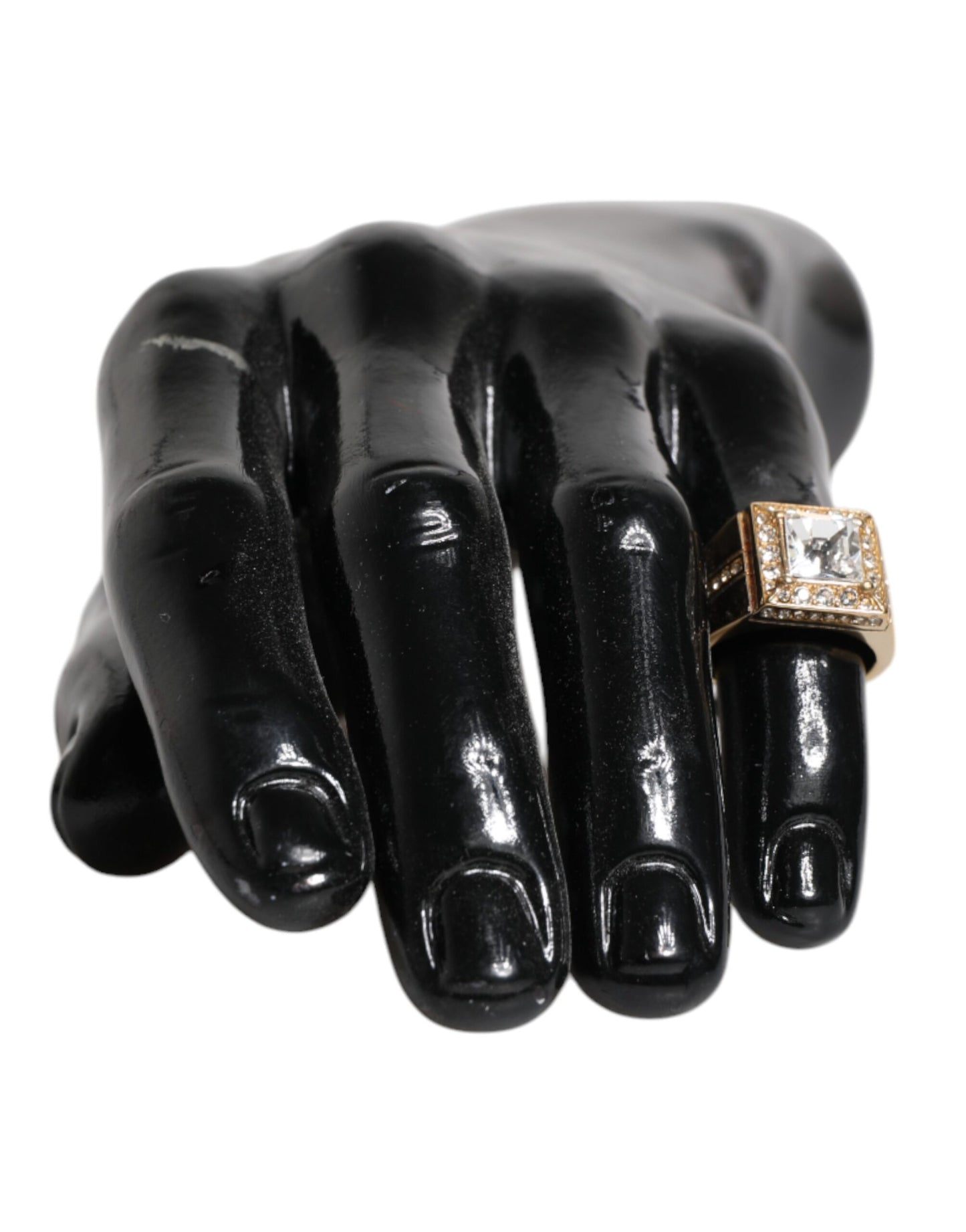 Gold Tone Sterling Silver 925 Crystals Ring