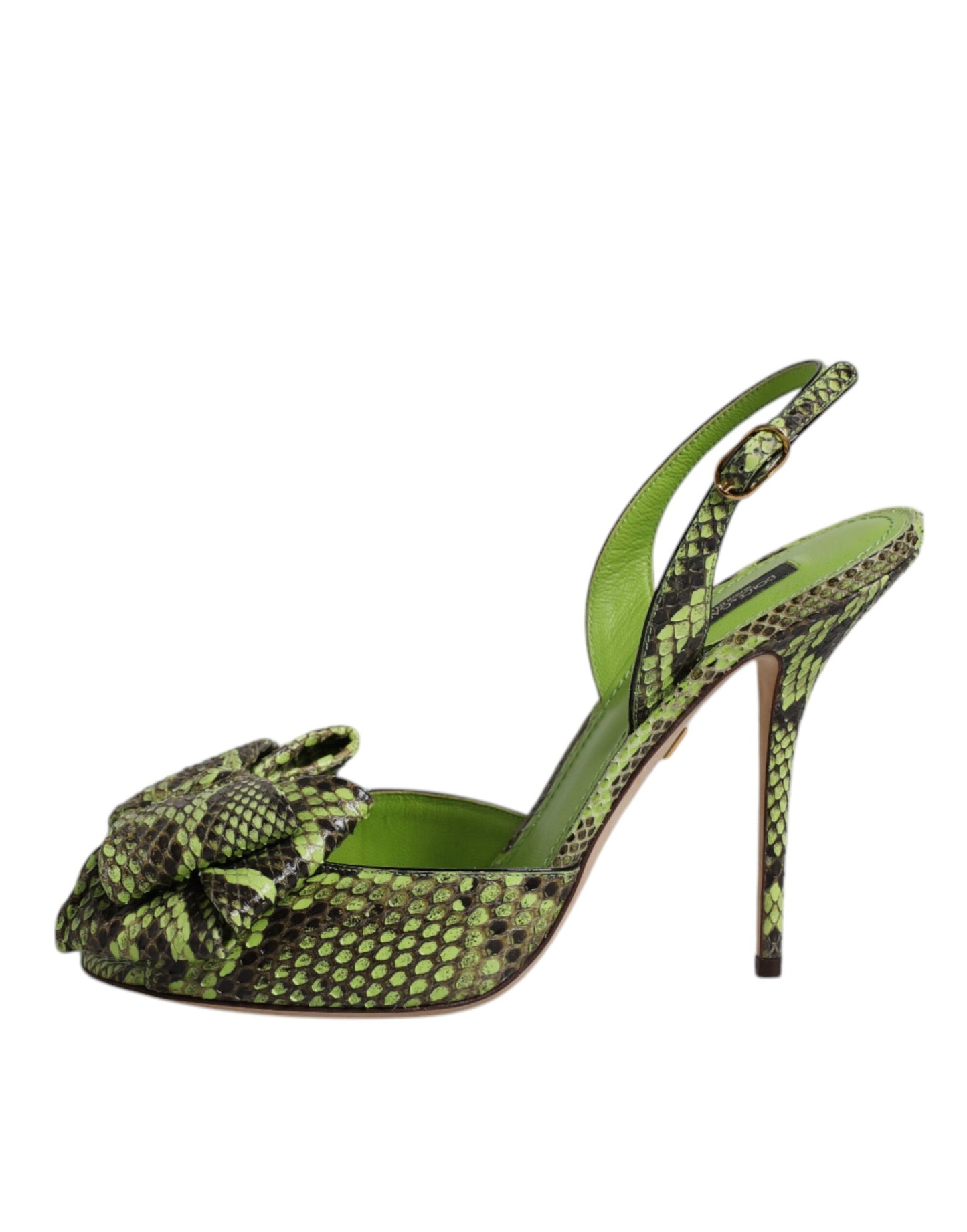 Green Python Leather Heels Sandals Shoes