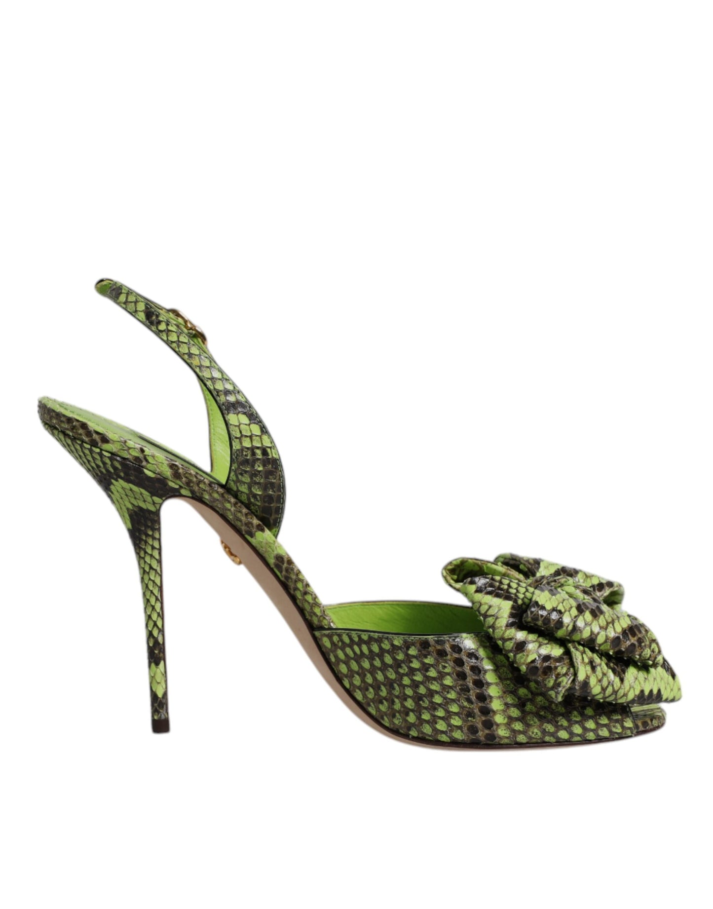 Green Python Leather Heels Sandals Shoes