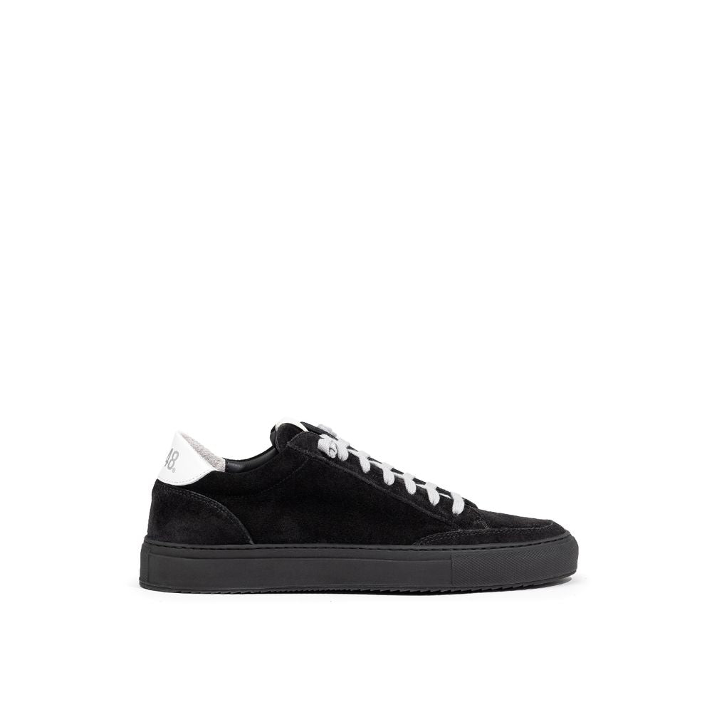 Black Suede Leather Athletic Sneakers