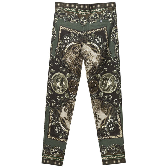 Green Cotton Casual Pants